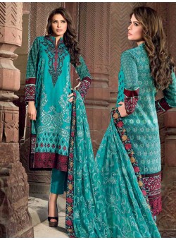 Unstitch,Branded, Women's/Girls Collections,Green Embroidered Cotton Lawn Salwar Kameez(3pcs)