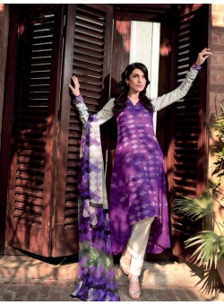 Unstitch,Branded, Women's/Girls Collections,Chiffon Printed Shirt,Chiffon Dupatta and Printed Salwar Kameez(3pcs)