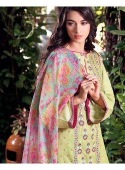 Unstitch,Branded, Women's/Girls Collections,Embroidered Front & Back,Chiffon Dupatta and Dyed Salwer Kameez(3pcs)