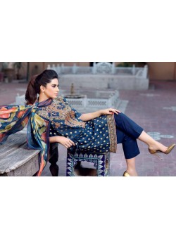 Unstitch,Branded, Women's/Girls Collections,Embroidered Cotton Silk Shirt,Chiffon Dupatta and Dyed Salwer Kameez(3pcs)