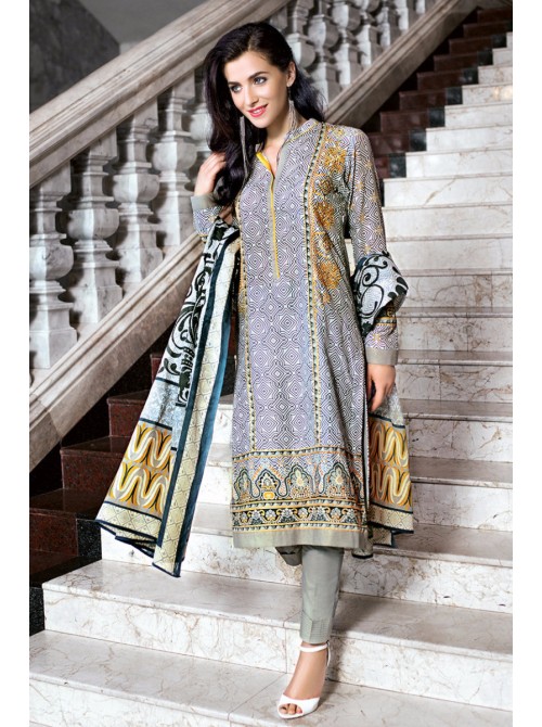 Unstitch,Branded, Women's/Girls Collections,Lawn Cotton Embroidered Front,Printed Back & Dupatta and Dyed Salwer Kameez(3pcs)