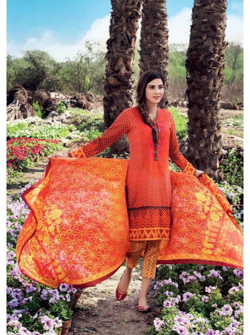 Unstitch, Women's/Girls Collections,Bandhani Cotton Printed Shirt, Sleeves, Dupatta and Salwar Kameez(3Pcs), Red Color.