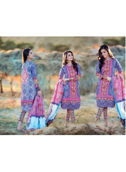 Unstitch, Women's/Girls Collections,Bandhani Cotton Printed Shirt, Sleeves, Dupatta and Salwar Kameez(3Pcs), Purple Color.