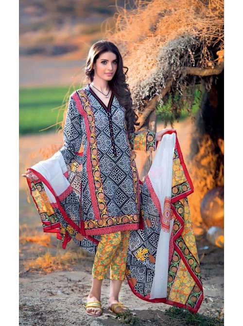 Unstitch, Women's/Girls Collections,Bandhani Cotton Printed Shirt, Sleeves, Dupatta and Salwar Kameez(3Pcs), Black Color.