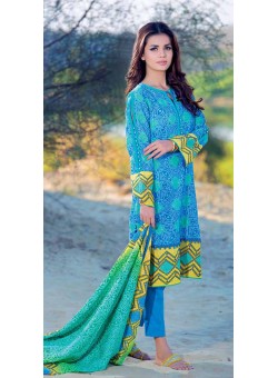 Unstitch, Women's/Girls Collections, Bandhani Cotton Printed Shirt,Dupatta and Dyed Salwar Kameez(3Pcs), Blue Color.