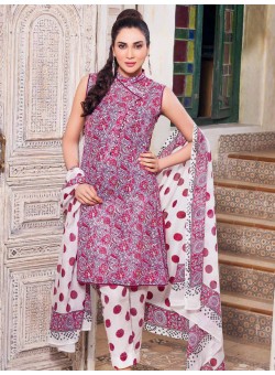 Unstitch, Women's/Girls Collections, Block Print Cotton Printed Shirt and Dupatta, Salwar kameez(3Pcs), Pink Color.