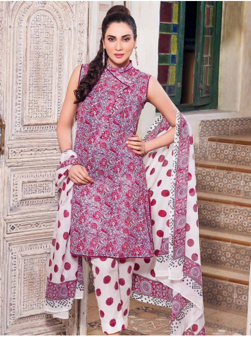 Unstitch, Women's/Girls Collections, Block Print Cotton Printed Shirt and Dupatta, Salwar kameez(3Pcs), Pink Color.