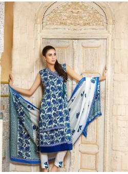 Unstitch, Branded, Women's/Girls Collections,Block Print Cotton Printed Shirt,Dupatta and Dyed Salwar Kameez(3pcs)