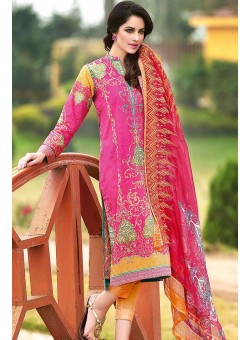 Unstitch, Branded, Women's/Girls Collections,Chantilly Silk Chiffon Printed Front,Embroidered Chiffon Dupatta and Dyed Salwar Kameez(3pcs)