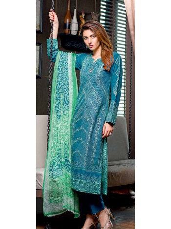 Unstitch,Branded, Women's/Girls Collections,Chiffon Embroidered Front Printed Back Embroidered Sleeves Printed Chiffon Dupatta dyed Salwar kameez(3pcs)