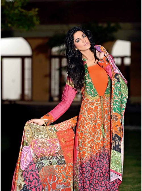 Unstitch,Branded, Women's/Girls Collections,Digital Viscose Collection Printed Shirt Printed Dupatta Dyed Salwar Kameez(3pcs)