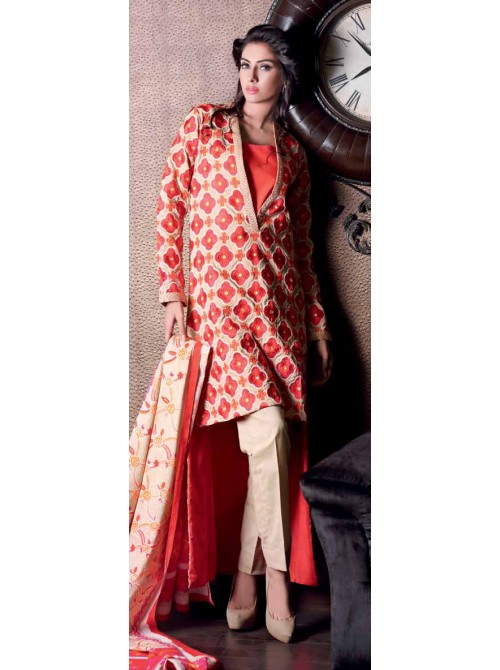 Unstitch,Branded, Women's/Girls Collections,Khaddar Embroidered Shirt Printed Dupatta Dyed Pure Cotton Salwar Kameez(3pcs) 