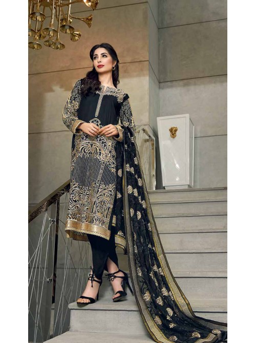 Unstitch,Branded, Women's/Girls Collections,Premium Embroidered Front & Lace,Printed Back,Chiffon Dupatta and Dyed Cotton Salwer Kameez(3pcs)