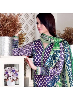 Unstitch,Branded, Women's/Girls Collections,Satin Silk Trencia Printed Shirt & Sleeves,Silk Dupatta and Printed Salwar Kameez(3pcs)