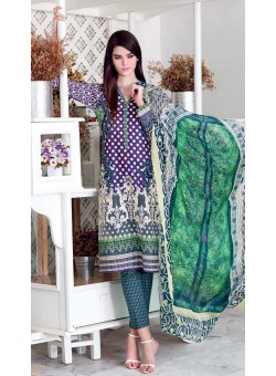 Unstitch,Branded, Women's/Girls Collections,Satin Silk Trencia Printed Shirt & Sleeves,Silk Dupatta and Printed Salwar Kameez(3pcs)