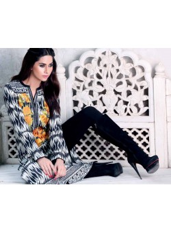 Unstitch,Branded, Women's/Girls Collections,Single Twill Viscose Embroidered Cotton Kameez