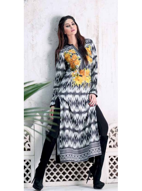 Unstitch,Branded, Women's/Girls Collections,Single Twill Viscose Embroidered Cotton Kameez