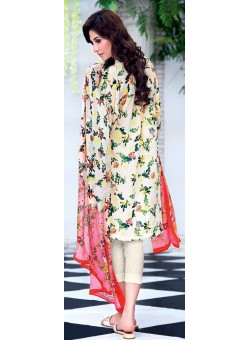 Unstitch,Branded, Women's/Girls Collections,Soya Silk Embroidered Printed Shirt ,Silk Dupatta and Dyed Salwer Kameez(3pcs)