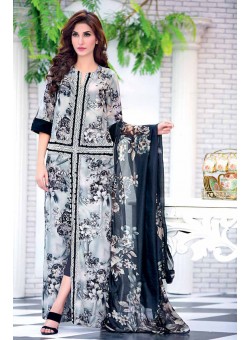 Unstitch,Branded, Women's/Girls Collections,Soya Silk Embroidered Printed Shirt ,Silk Dupatta and Dyed Salwer Kameez