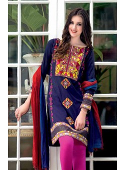 Unstitch,Branded, Women's/Girls Collections,Embroidered Dyed Back and Sleeves Two Piece Salwar Kameez(3pcs)