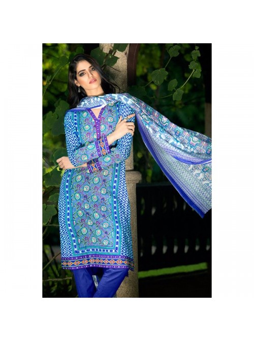 Unstitch,Branded, Women's/Girls Collections,Two Piece Cotton Printed Front & Back and Printed Dupatta Kameez(3pcs)