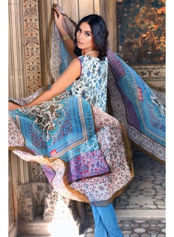 Unstitch,Branded, Women's/Girls Collections,Embroidered Printed Shirt,Chiffon Dupatta and Dyed Salwar Kameez(3pcs)