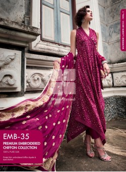 Unstitch,Branded, Women's/Girls Collections,Cotton Printed Shirt,Embroidered Chiffon Dupatta and Dyed Salwer Kameez(3pcs)