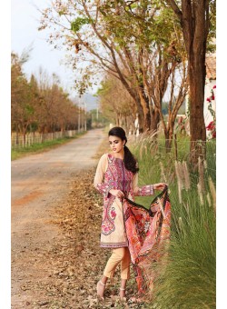 Unstitch,Branded, Women's/Girls Collections,Satin Silk Trencia Printed Shirt,Silk Dupatta and Dyed Salwar Kameez(3pcs)