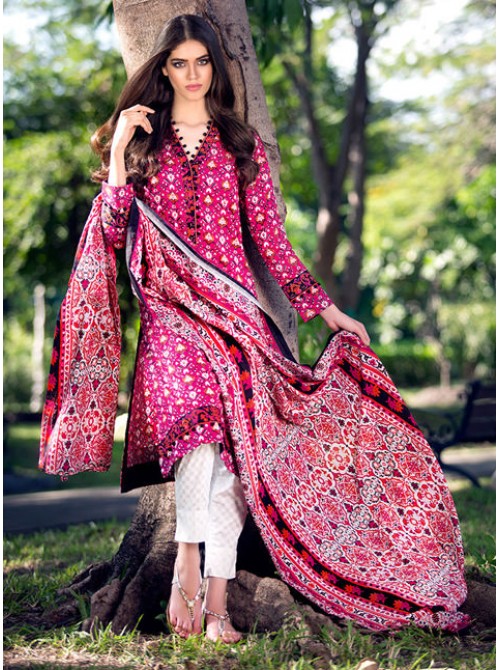 Unstitch,Branded, Women's/Girls Collections,Two Piece Cotton Embroidered Printed Shirt and Dupatta Salwar Kameez