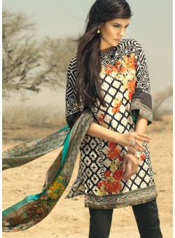 Unstitch,Branded, Women's/Girls Collections,Embroidered Printed Front,Silk Dupatta and Dyed Salwer Kameez(3pcs)