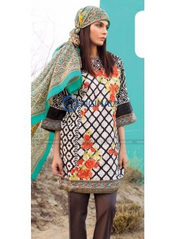 Unstitch,Branded, Women's/Girls Collections,Embroidered Printed Front,Silk Dupatta and Dyed Salwer Kameez(3pcs)