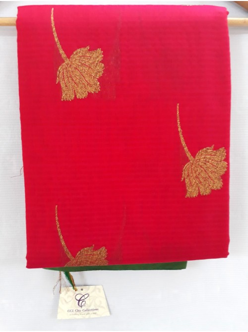 RED COTTON SILK BUTA SAREE NY-1